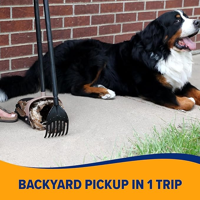 Arm &amp; Hammer Dog Pooper Scooper Swivel Bin &amp; Rake, Poop Scoop for Dogs, Black (2 Heavy Duty Scented Waste Bags Included)