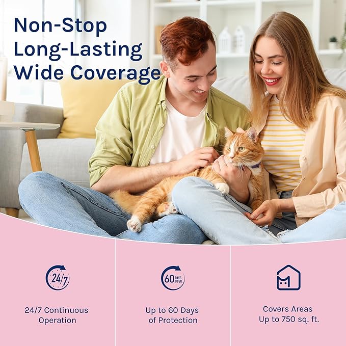 Cat Calming Pheromones Diffuser: 2 Classic Cats Plug in Refill Diffusers for Relaxation &amp; Comfort - Reduce Stress Barking &amp; Scratching - Indoor 60 Days Supply