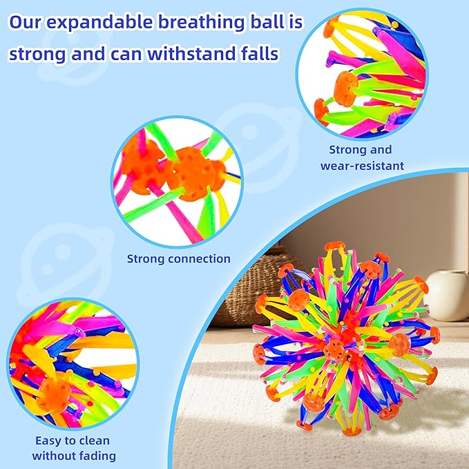2Pcs Colorful Sphere Expandable Breathing Balls Fidget Toy-Great Anxiety Stress Reliever,Collapsible Expanding Magic Ball Toys for Kids &amp; Adults Mindfulness Meditation Practices , Yoga -ADHD