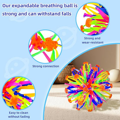 2Pcs Colorful Sphere Expandable Breathing Balls Fidget Toy-Great Anxiety Stress Reliever,Collapsible Expanding Magic Ball Toys for Kids &amp; Adults Mindfulness Meditation Practices , Yoga -ADHD