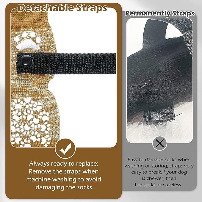 EXPAWLORER Anti Slip Dog Socks to Prevent Licking Paws, Dog Shoes for Hot Pavement, Dog Booties for Small Medium Large Senior Dogs, Traction Control Dog Boots &amp; Paw Protectors for Hardwood Floors