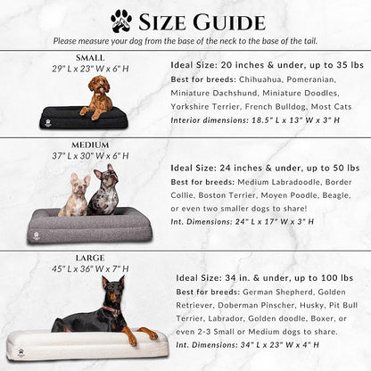 Luxury Boucle Fabric Orthopedic Large Dog Bed with Memory Foam | Breathable Comfort and Washable Dog Couch Bed with Waterproof Liner &amp; Cover | Ideal Pet Beds for Big Dogs - Bone (45"x36x7)