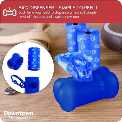 Downtown Pet Supply Rainbow Paw Print Poop Bags (520 CT &amp; 2 Dispensers) - Leak-Proof, Unscented, Clips to Dog Leashes &amp; Harnesses