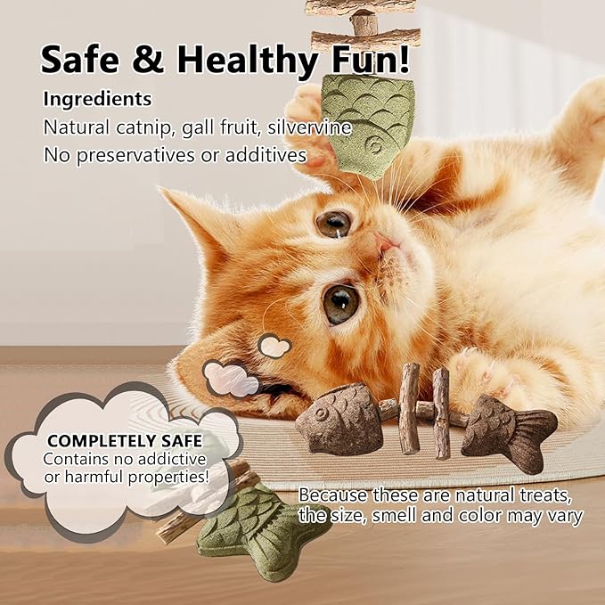 3 Pack Catnip Toys, Healthy Cat &amp; Kitten Teeth Cleaning Dental Chew Toy, Contain Catnip, Natural Silvervine, and Gall Fruit, Interactive Cat Toys for Indoor Cats, are Edible for All Cats Breeds