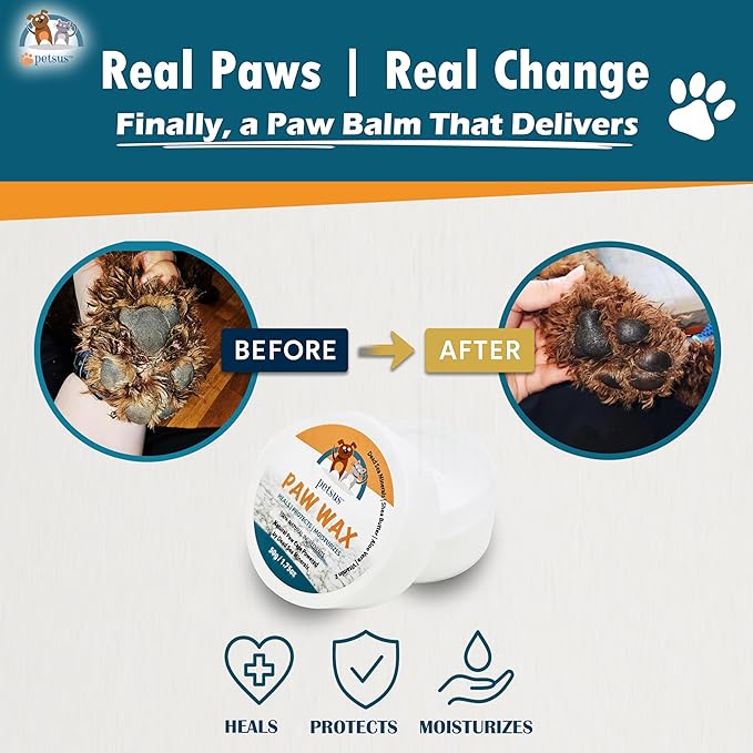 Natural Dog Paw &amp; Nose Balm – Moisturizing Paw Wax with Dead Sea Minerals | Lick-Safe, Organic Balm for Dry, Cracked Paws &amp; Dry Noses | Heat, Ice &amp; Terrain Protection – 1.75 oz