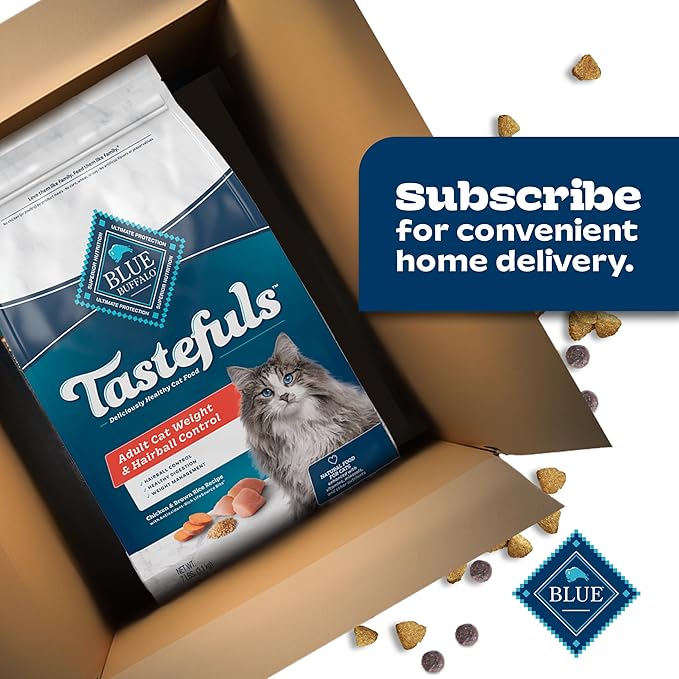 Blue Buffalo Tastefuls Weight &amp; Hairball Control Natural Dry Food for Adult Cats, 3-lb. Bag