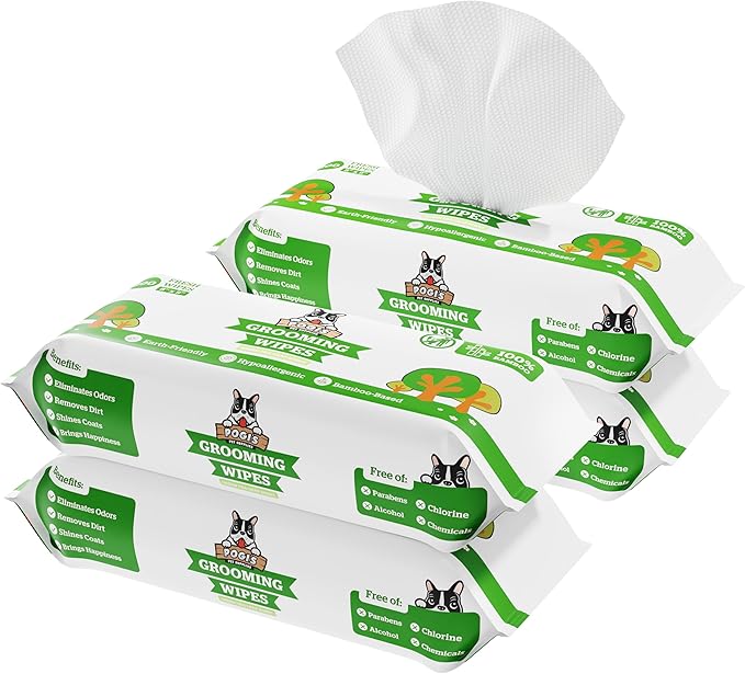 Pogi’s Dog Grooming Wipes – Hypoallergenic Pet Wipes for Paws, Body &amp; Butt – Cleaning &amp; Hydrating, Green Tea Scent, 400-Count