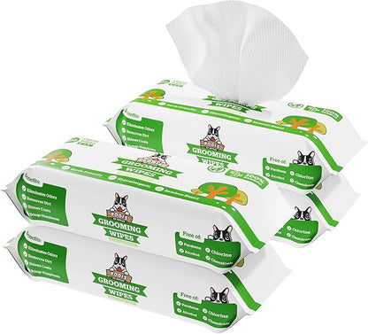 Pogi’s Dog Grooming Wipes – Hypoallergenic Pet Wipes for Paws, Body &amp; Butt – Cleaning &amp; Hydrating, Green Tea Scent, 400-Count