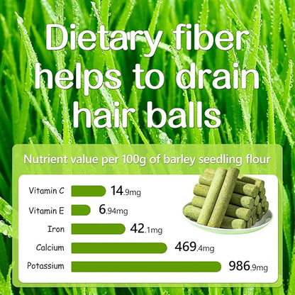 HavenJanny 100g Cat Grass Teething Stick, Freezed Drying Cat Grass Sticks Snacks for Cats, Edible Cats Treats for Teeth Cleaning and Hairball Removal