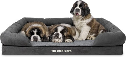 The Dog’s Bed Medium Support Memory Foam Dog Bed XXL Plush Grey 51.5x39, Pain Relief: Arthritis, Hip &amp; Elbow Dysplasia, Supportive, Calming, Waterproof Washable Cover,Veterinary-Approved