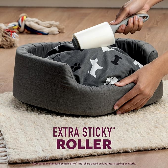 Scotch-Brite Pet Hair Pickup Extra Sticky Lint Roller, Designed for Removing Fur + Fluff on Couches, Clothes, Dog and Cat Beds, &amp; More, 6 Pack, 420 Easy-Tear Adhesive Sheets Total