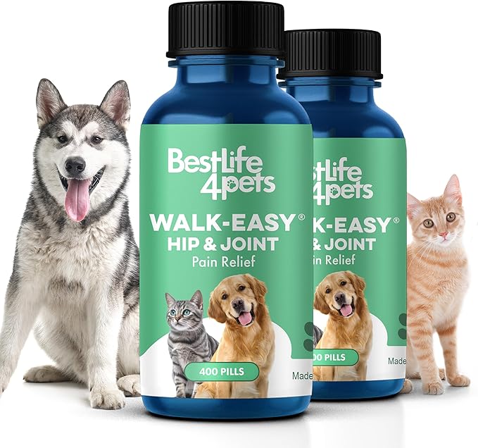 Walk-Easy Dog Hip &amp; Joint Supplement, Effective Dog Pain Relief and Anti-Inflammatory Supplement for Mobility, Canine Joint Pain Relief, ACL Tears, Limping, Knee and Back Aches, Easy to Give 2 Pack