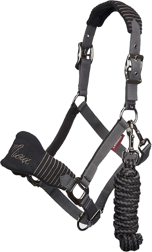 LeMieux Vogue Fleece Headcollar - Halter &amp; Leadrope - Extra Padding, Adjustable at Curb and Poll Strap