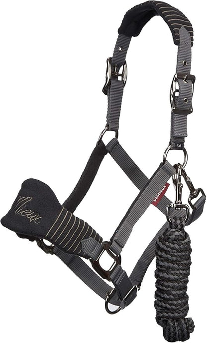 LeMieux Vogue Fleece Headcollar - Halter &amp; Leadrope - Extra Padding, Adjustable at Curb and Poll Strap