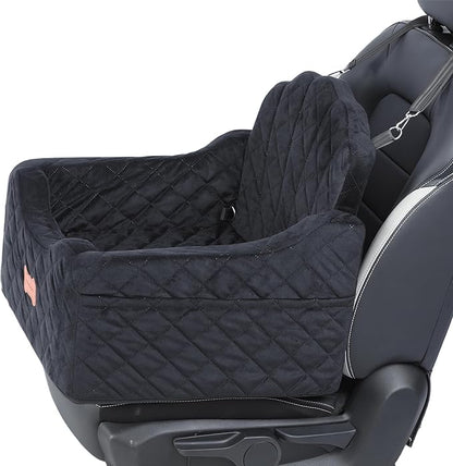 Dog Car Seat for Small Dogs Under 30lbs, Detachable Washable Pet Booster Seat with Safety Belt &amp; Storage Pockets, Travel Car Bed, Black