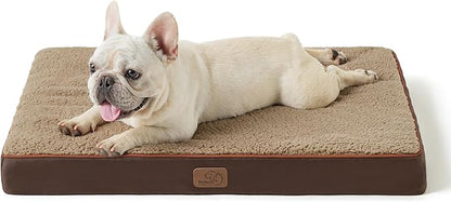 Bedsure Dog Bed Medium Size Dog - Orthopedic Flat Puppy Beds with Removable Washable Cover, Egg Crate Foam Pet Mat, Suitable for Pet Up to 35 lbs