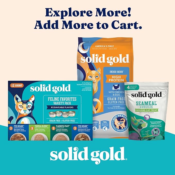 Solid Gold NutrientBoost™ Cat Food Toppers for Cats - High Protein Meal Topper &amp; Crunchy Cat Treats for Indoor Cats w/Vitamins, Minerals &amp; Amino Acids for Gut Health &amp; Immune Support - All Ages - 1lb