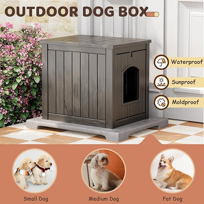 Outdoor &amp; Indoor Dog House for Weatherproof and Stylish Furniture, Insulated Dog House Outdoor, Multi - Use for Small and Medium Dogs (Grey, 22.8" L × 17.7" W × 21.7" H)