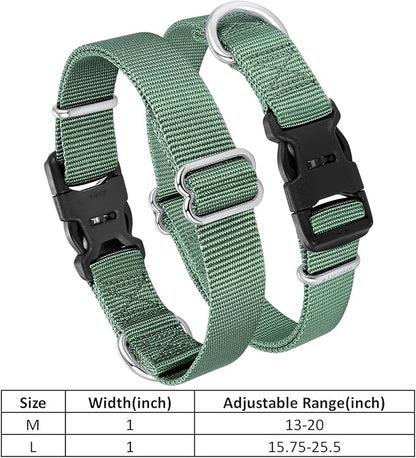 Mikivery Nylon Dog Collar with Quick Release Buckle Soft Adjustable Sturdy for Small Medium Large Dogs Emerald,M