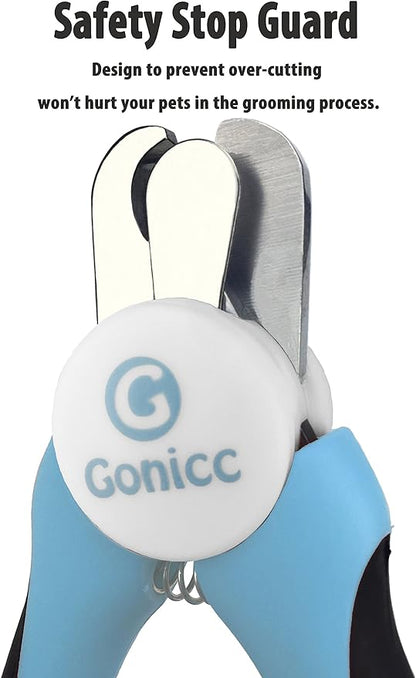 gonicc Professional Small Dog and Cat Nail Clippers Sharp Stainless Steel Pet Nail Trimmers(with Free Nail File in Handle), with Safety Guard to Avoid Overcutting