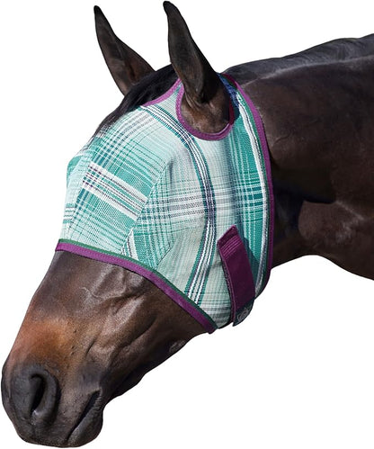Kensington UV Horse Fly Mask with Web Trim - Protective Mask with Dual Ear Opening &amp; Forelock Freedom - Large, Imperial Jade