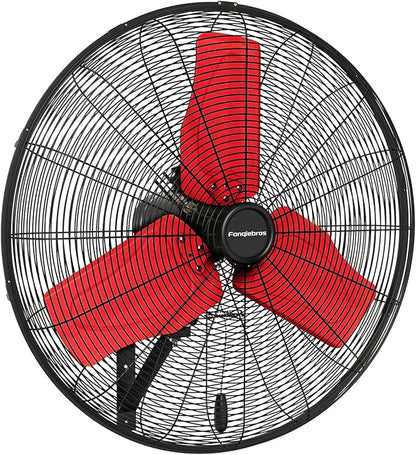 Pro 9500 CFM 24" Outdoor IP44 Waterproof Wall Mount Fan, 3-Speed Oscillating Metal Fans with Enclosure Motor, Heavy Duty Wall Fan for Patio, Warehouse, Garage, and Jobsite