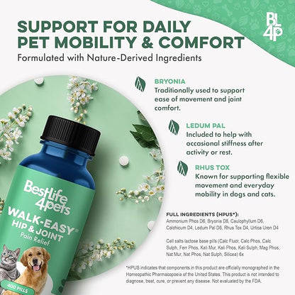 Walk-Easy Dog Hip &amp; Joint Supplement, Effective Dog Pain Relief and Anti-Inflammatory Supplement for Mobility, Canine Joint Pain Relief, ACL Tears, Limping, Knee and Back Aches, Easy to Give 2 Pack