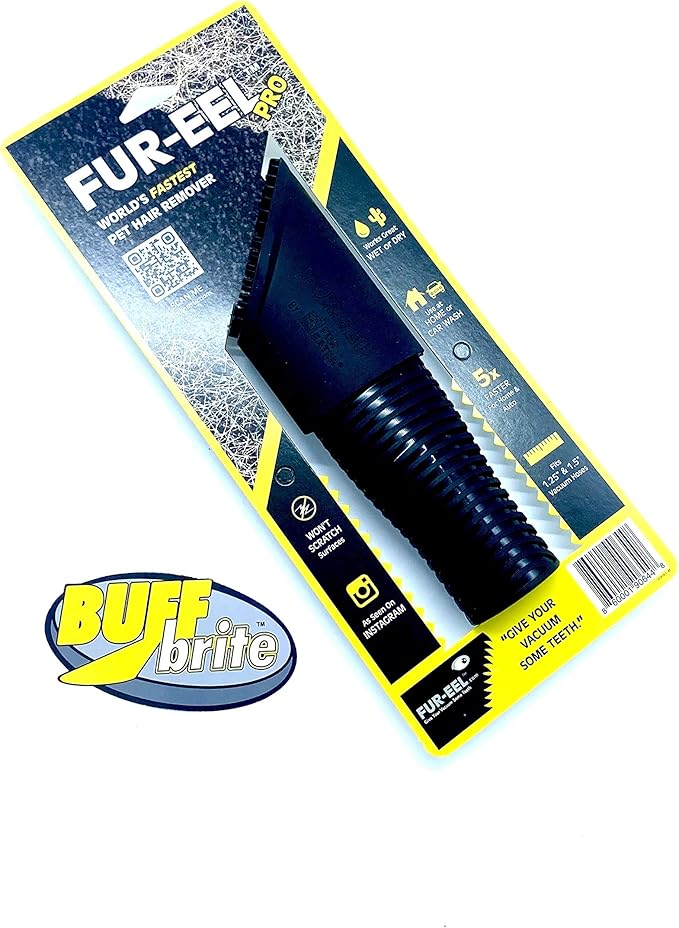 Buff Brite Pet Grooming Tool Fur-EEL FANG PRO Cat &amp; Dog Hair Remover, Black
