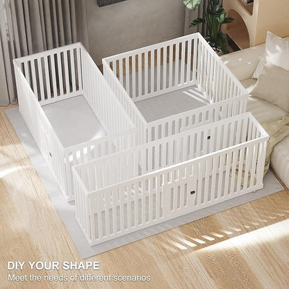 Dog Playpen with Door, 12 Panels Puppy Playpen, 25.6” H Dog Pen for Small Cats and Dogs, Pet Fence for Indoor &amp; Outdoor, Non-Slip Pet Gate Made of Strong Plastic, White