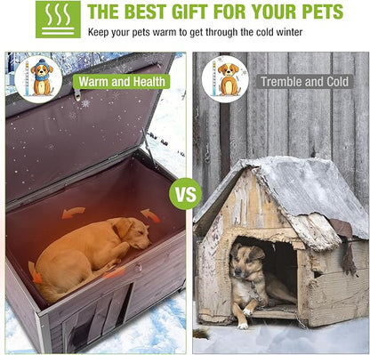 GUTINNEEN Dog House Insulated Outdoor Dog Kennel with Liner for Winter Large