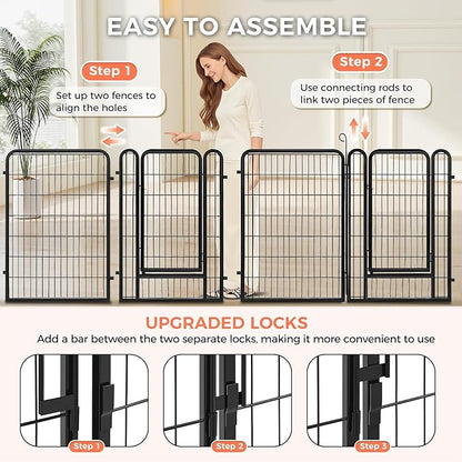 32 Inch Dog Playpen - 8 Panels Metal Pet Exercise Pen for Small-Medium Dogs, Indoor/Outdoor Dog Fence for Yard, Garden, Camping &amp; RV Travel