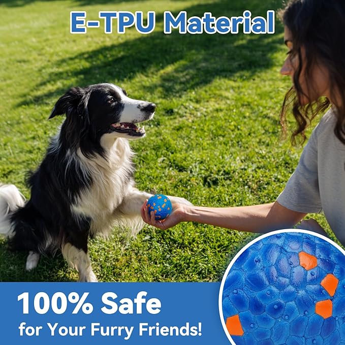Indestructible Dog Ball Toy, Durable Dog Tennis Balls for Aggressive Chewers, High Bounce &amp; Floating Balls for Dogs, Jolly Ball for Fetch in Yard, Beach &amp; Pool(4 Pack)