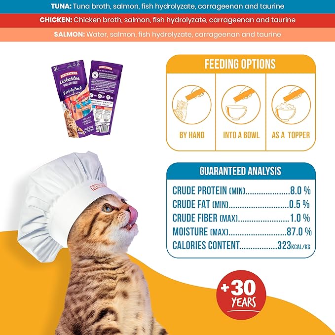 Beefeaters Cat Treats Lickable Puree 1.59oz (12-Pack) – Chicken, Grain-Free, Taurine-Enriched, Ideal for Training &amp; Interactive Feeding