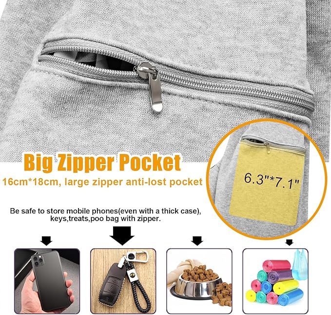 Tomkas Small Dog Sling Carrier - Zipper Pocket &amp; Classic Strap - for 3-10 lbs Pets(Grey)