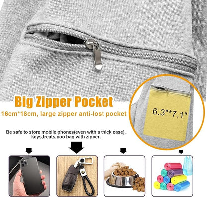 Tomkas Small Dog Sling Carrier - Zipper Pocket &amp; Classic Strap - for 3-10 lbs Pets(Grey)