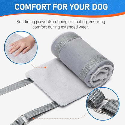 Dog Lift Harness for Medium Dogs - Adjustable Sling for Rear Legs, Hip Support for Canine Aid &amp; Cruciate Ligament Rehabilitation - Medium, Grey