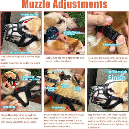 Dog Muzzle – Lightweight Breathable Basket Muzzle, Anti-Biting &amp; Chewing, Adjustable Fit for Small, Medium &amp; Large Dogs(Size 4)