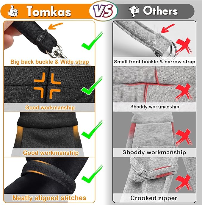 Tomkas Small Dog Sling Carrier - Classic Pocket &amp; Classic Strap - for 3-10 lbs Pets(Black)