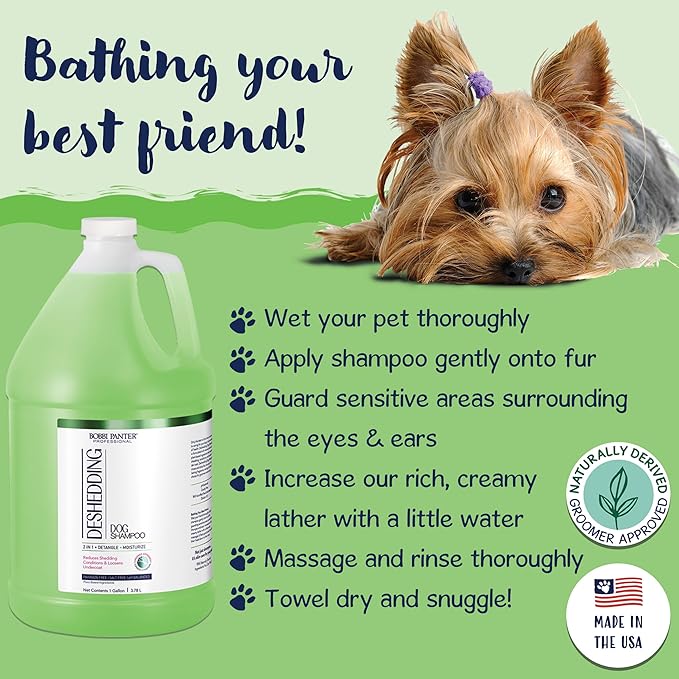 Bobbi Panter Dog Shampoo - Made in USA - All Natural Formula for Heavy Duty Deodorizing &amp; Degreasing - Concentrated 25:1 for Professional Groomers - Fresh Clean Scent, 1 Gallon