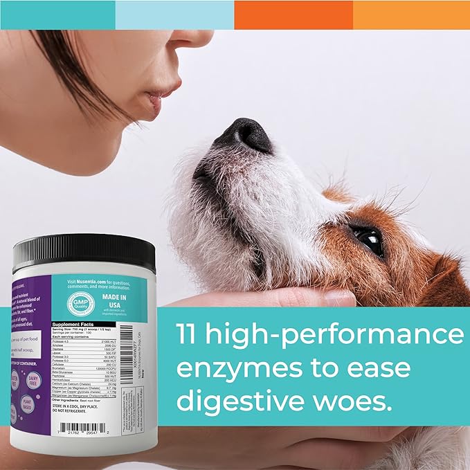 Digestive Enzymes for Dogs &amp; Cats : Protein, Carbs, Starches &amp; Fats Digestion : Supports Diet Change : Enzyme Miracle (364 Scoops, Powder)