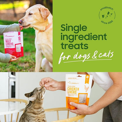 smallbatch Freeze Dried Dog Treats, Pork Liver Treats for Dogs &amp; Cats, High Protein, Single Ingredient Dog Treat for Training or Food Topper, Natural, Humanely Sourced Meat, Made in The USA, 3 oz