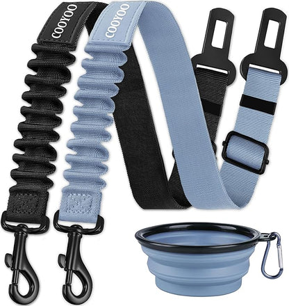 COOYOO Dog Seat Belt,3 Piece Set Retractable Dog Car Adjustable Seatbelts for Vehicle Nylon Pet Safety Heavy Duty &amp; Elastic &amp; Durable Car Harness for Dogs