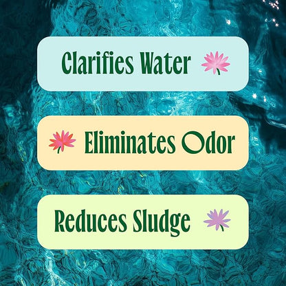Pond Water Treatment Liquid - 2X Strength Probiotic Blend for Reducing Muck and Odors in Koi Ponds and Natural Ponds - Safe for Fish, Pets, &amp; Swimming - 1 gal.