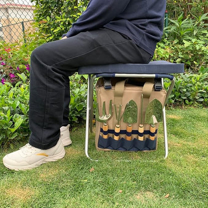 Garden Folding Gardener Stool with Gardening Tools Insulation Garden Bags Plus 5 Garden Tools and Gardening Kneeler Ideal Gift for Mother&