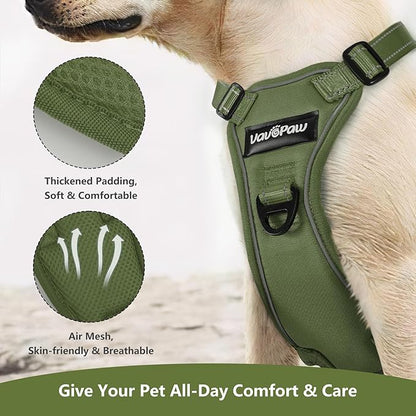 Dog Seat Belt Harness for Car, Dog Car Harness Adjustable Mesh Breathable &amp; Dogs Seatbelt Safety Tether with Elastic Bungee for Small Medium Large Pets(Army Green, XL)