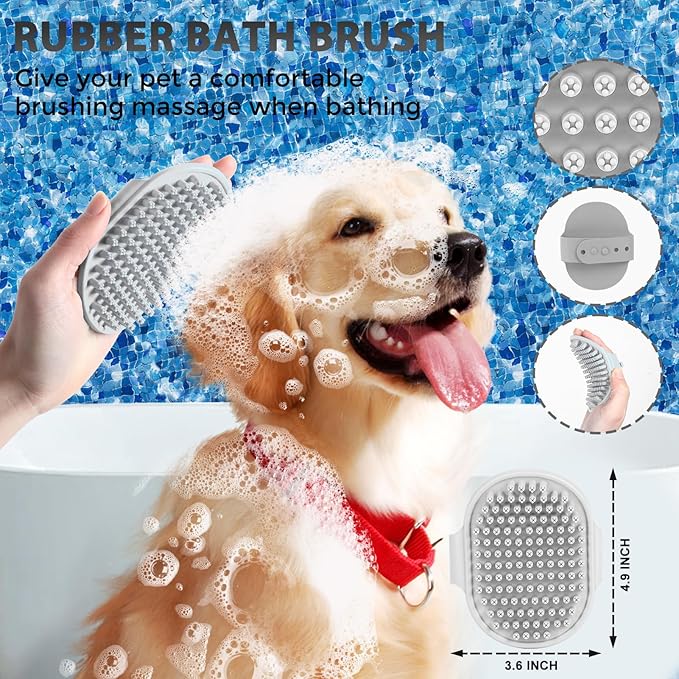 5 PCS Dog Grooming Brush Kit – Self Cleaning Slicker Brush for Shedding Short &amp; Long Haired Dogs &amp; Cats. Removes Loose Fur, Undercoat, Mats, Tangles. Suit for Small, Medium &amp; Large Pets. Blue