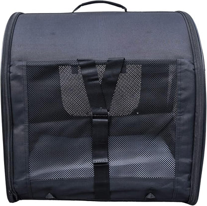 Fabric Portable Pet Kennel/Shelter, Single, Black 20"x20"x19.5" - Car Seat-Belt Fixture Included
