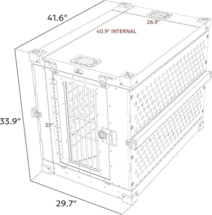 Heavy Duty Fully Collapsible Powder-Coated Aluminum Dog Crate - Large (Black)
