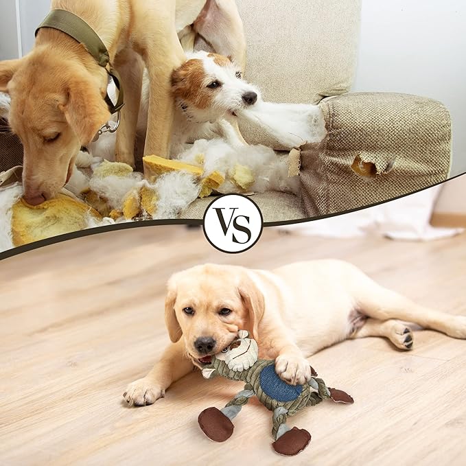 Dog Toys for Large Dog - Plush Squeaky Medium &amp; Small Dog Toys - Stuffed Animals Puppy Toys - Funny Cute Dog Toys for Dog Birthday Presents (Monkey)