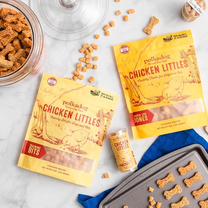 Polkadog Chicken Littles Crunchy Training Bits – All Natural, Limited Ingredient Healthy Training Treats for Dogs. Handcrafted &amp; Made in USA. Great for Dogs with Allergies or Sensitive Stomachs – 7oz